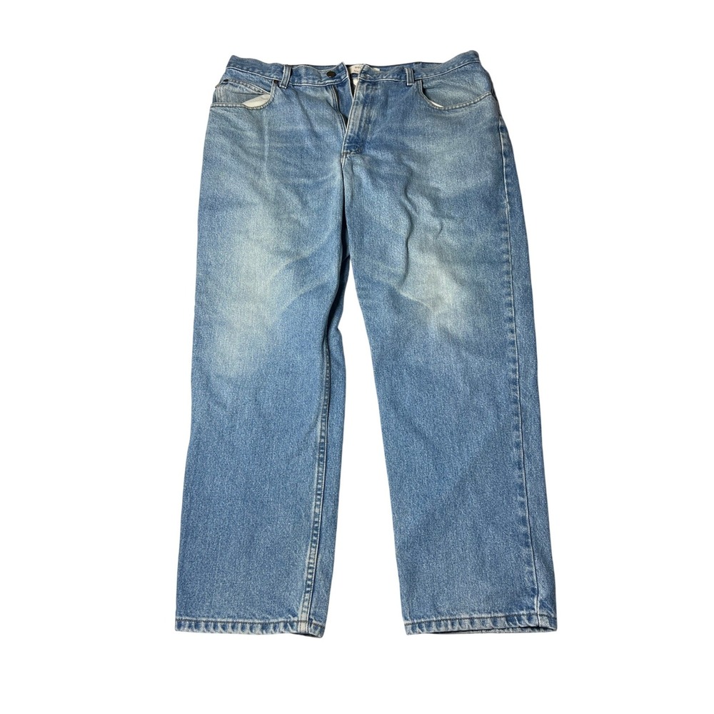 LL Bean Double L Natural Fit Jeans Mens 38x30 Light Wash Blue Denim Straight Leg